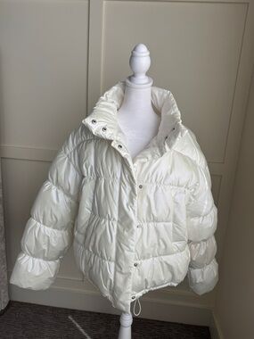 H&M Cream White Quilted Puffer Ski Jacket